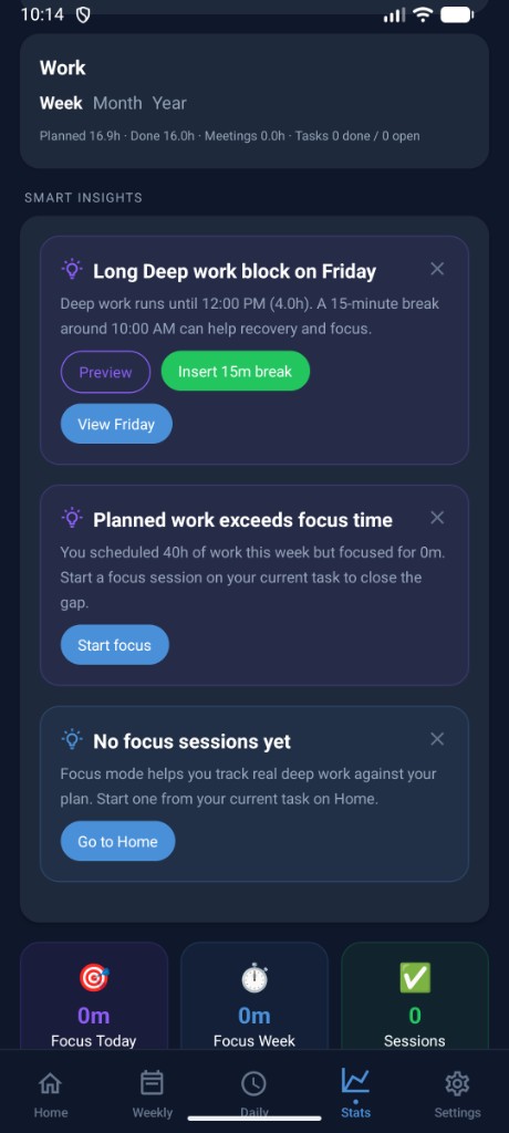 DayOS smart insights and stats